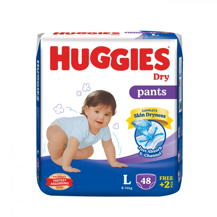 Huggies Dry Pants Baby Diapers, L-Size, 9-14kg